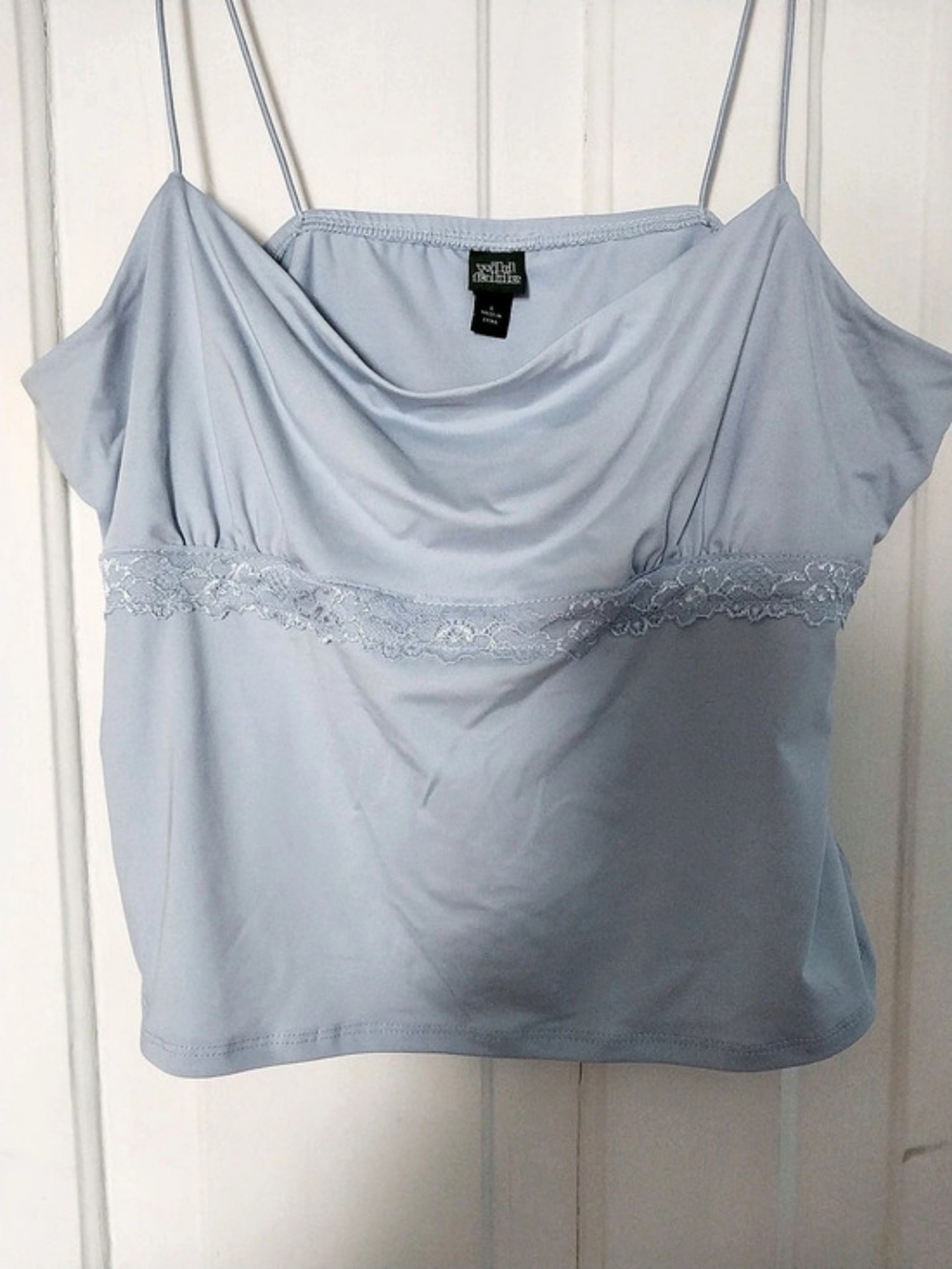 Wild Fable Draped Neck Lace Trim Cami in Blue & Brown Nwt